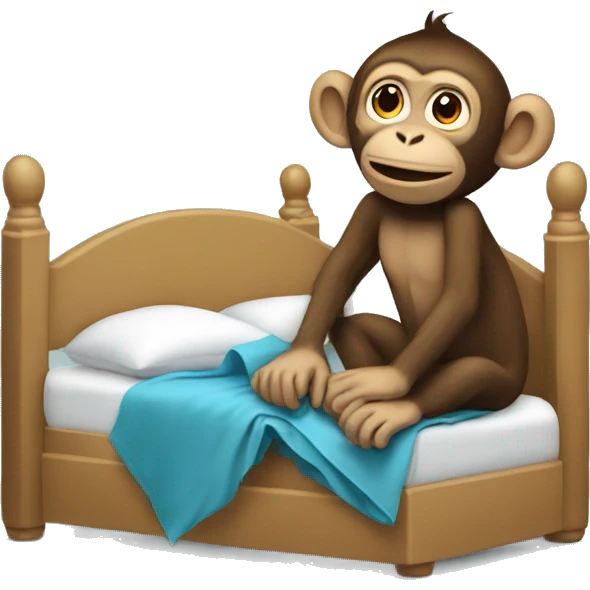 monkey building a bed emoji