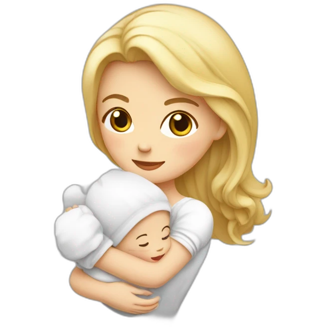 Femme blanche aux cheveux châtains et son bébé dans les bras emoji