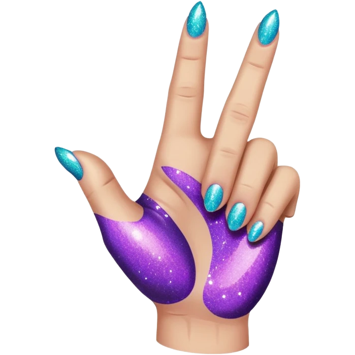 Glitter Roxo e Ciano Dedo apontando pro lado emoji