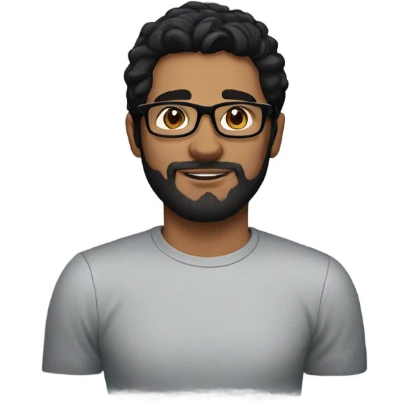 a 30 years old boy. with black hair and a little beard. with black glassess. emoji