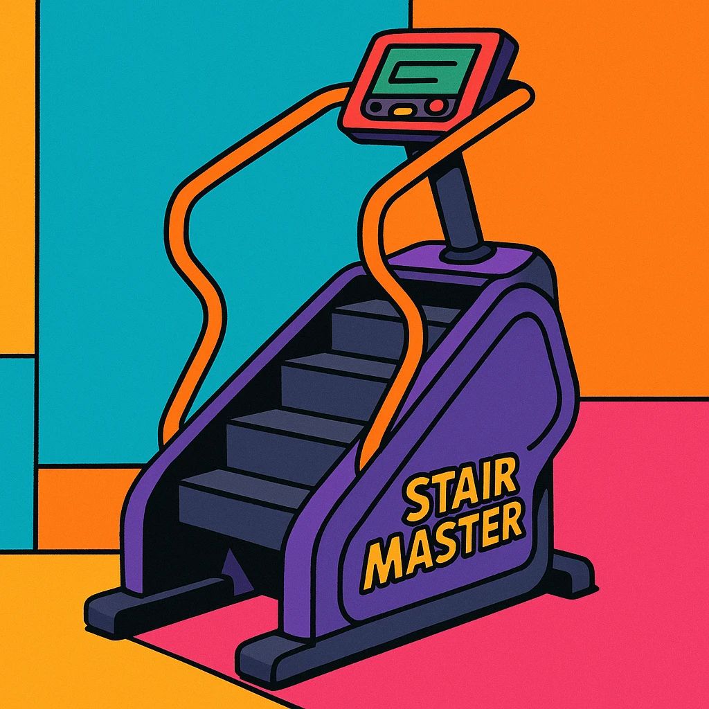 StairMaster exercise machine, vibrant toon style emoji