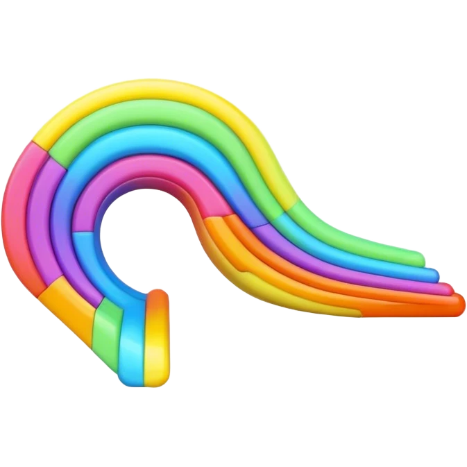 3D, a single psychedelic colored line with beveled edge emoji