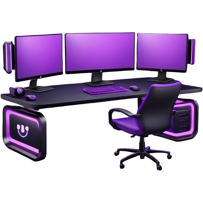 purple gaming setup with two monitors emoji