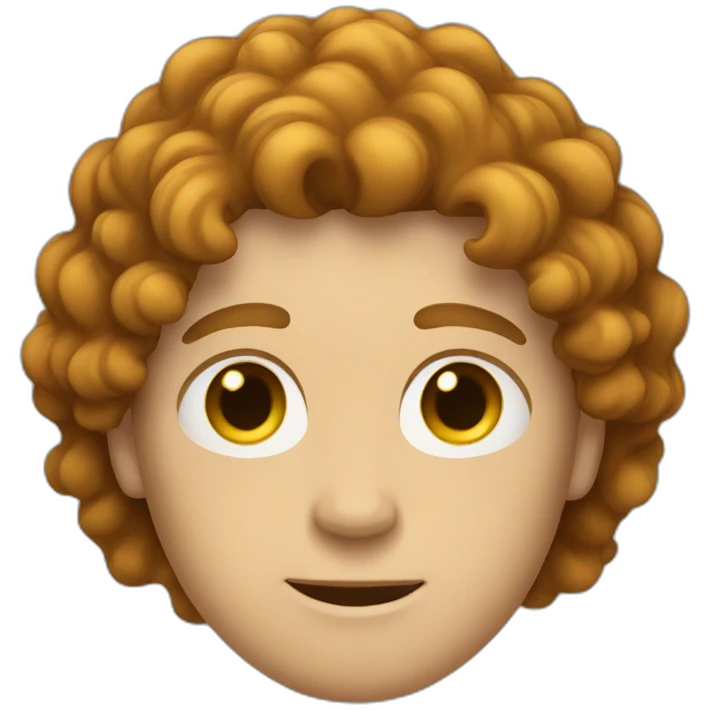 white guy with brown curly middle parting hair emoji