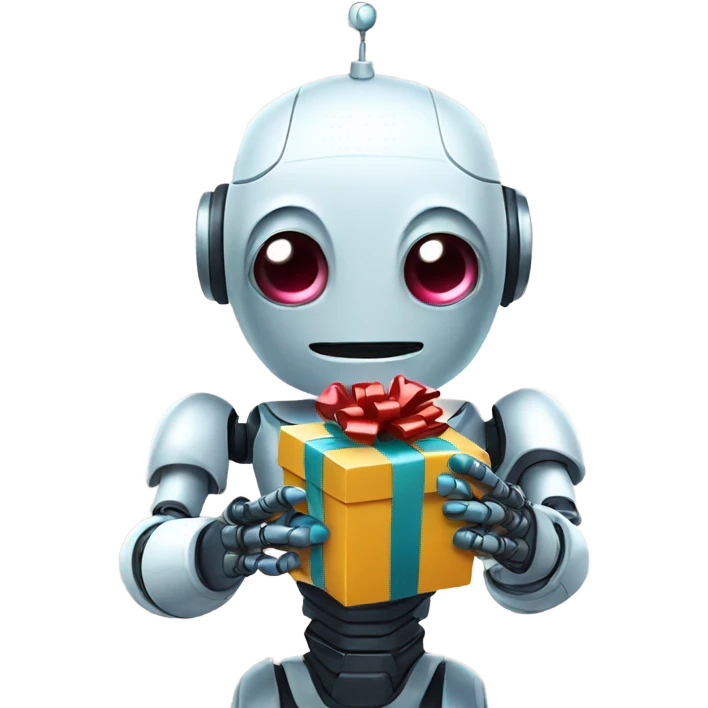 cute robot holds a gift emoji