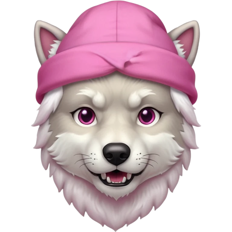 a dire wold with pink night cap emoji