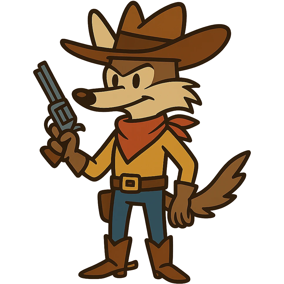flat toon coyote cowboy emoji