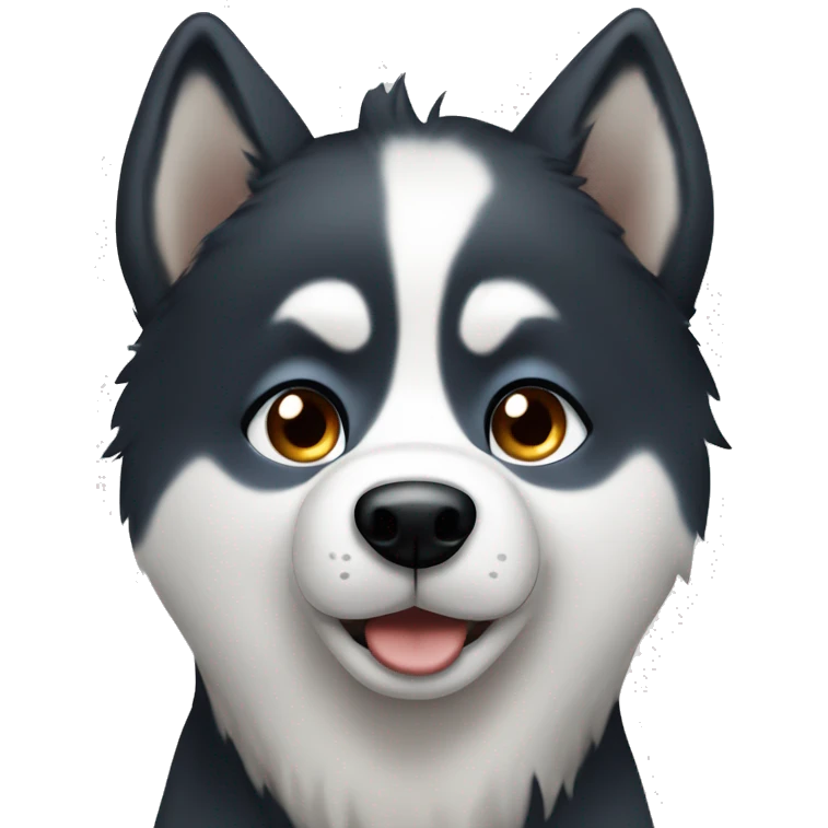 Cute black and white husky with one brown eye and one blue eye emoji