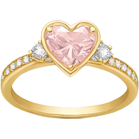 Gold engagement ring with light pink heart diamond  emoji