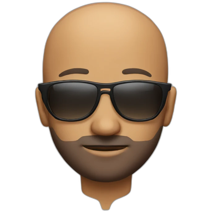 Bald man with small beard and sun glasses emoji