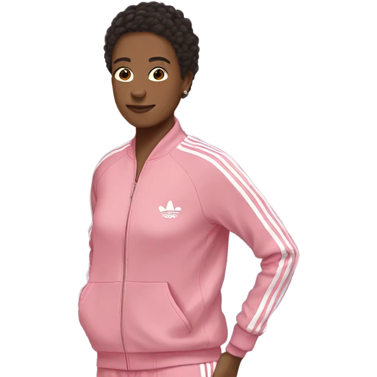 pink adidas sweat suit with white stripes emoji