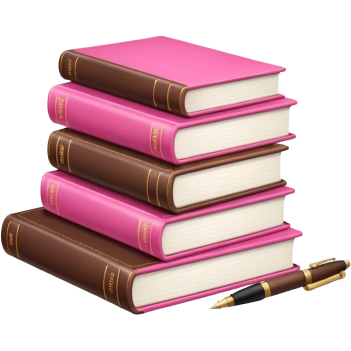 pink and brown modern books diary and pen emoji