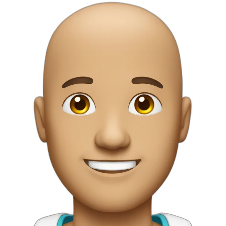 a bald man with cap smile emoji