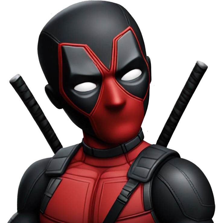 make deadpool all black with only red eyes, keep all deadpool characteristics emoji