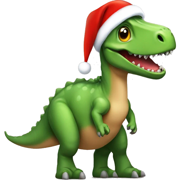Dino wearing a Christmas hat emoji