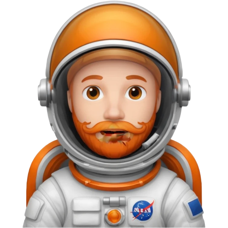 astronaut, white suit and helmet ,with orange beard emoji