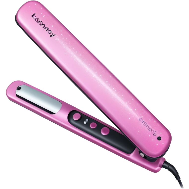 Pink ombre hair straightener with glitter emoji