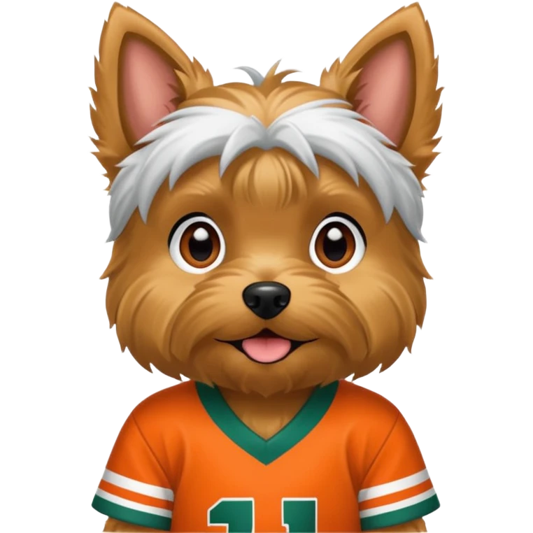Yorkie in Miami hurricanes jersey emoji