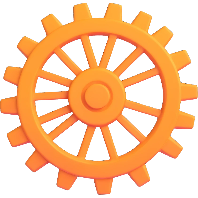 vibrant 3D style settings gear icon, no text emoji