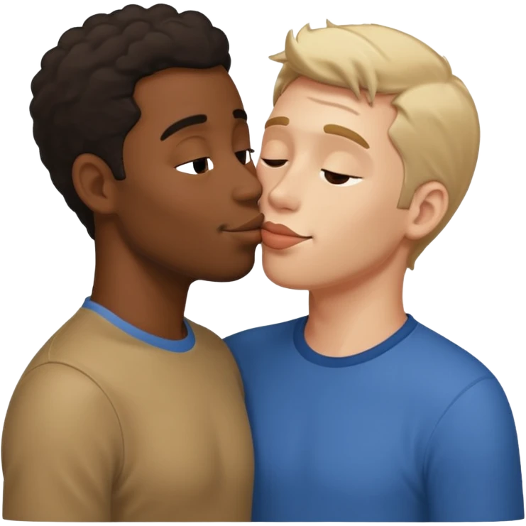 The black guy, kissing a white guy emoji