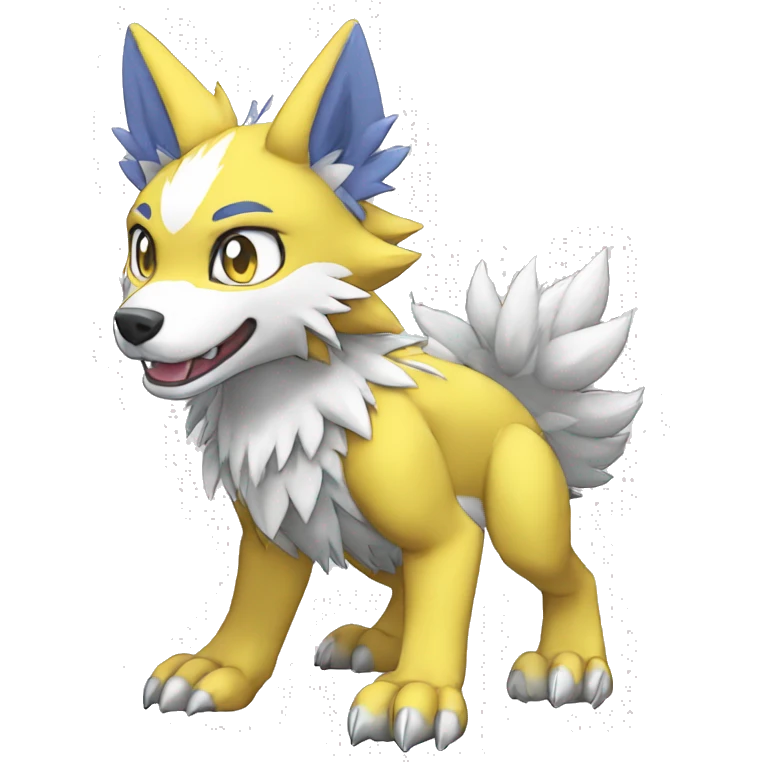 cute cool Digimon-Fakemon-garurumon-wolf full body emoji