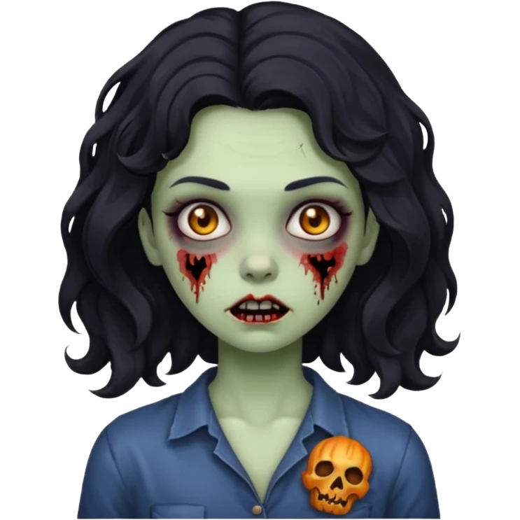 girl whit black wayv hair zombie emoji