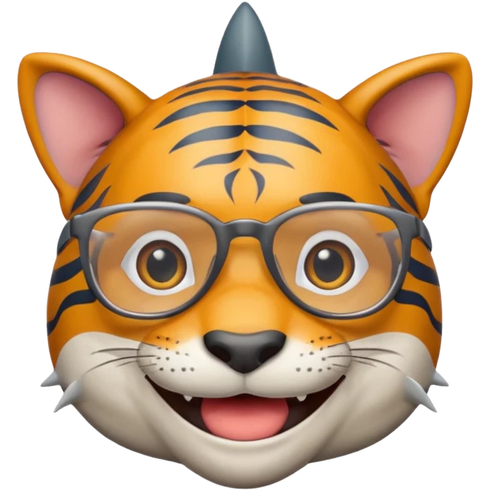 create me a slack emoji of a very old tiger shark with grey hair and glasses emoji