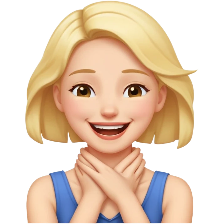 girl having her hands on her neck crossed and laughing emoji