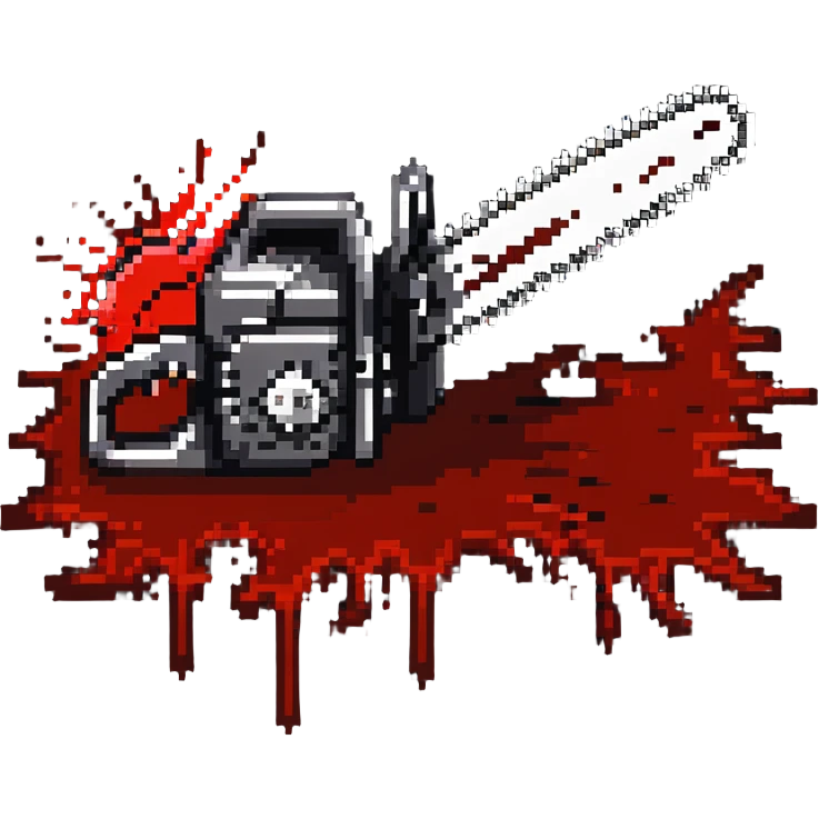 chainsaw with dramatic blood splatter emoji
