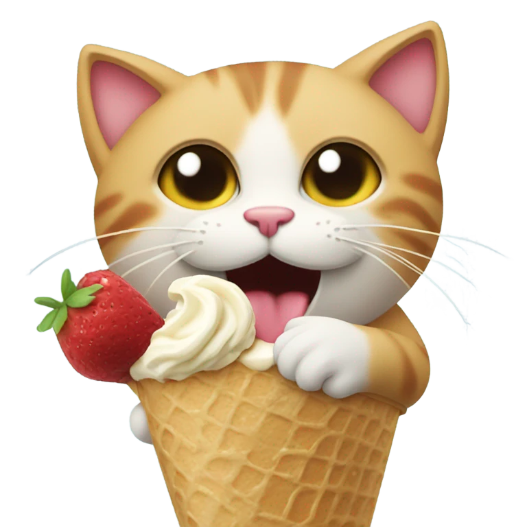 Cat eating ice cream emoji