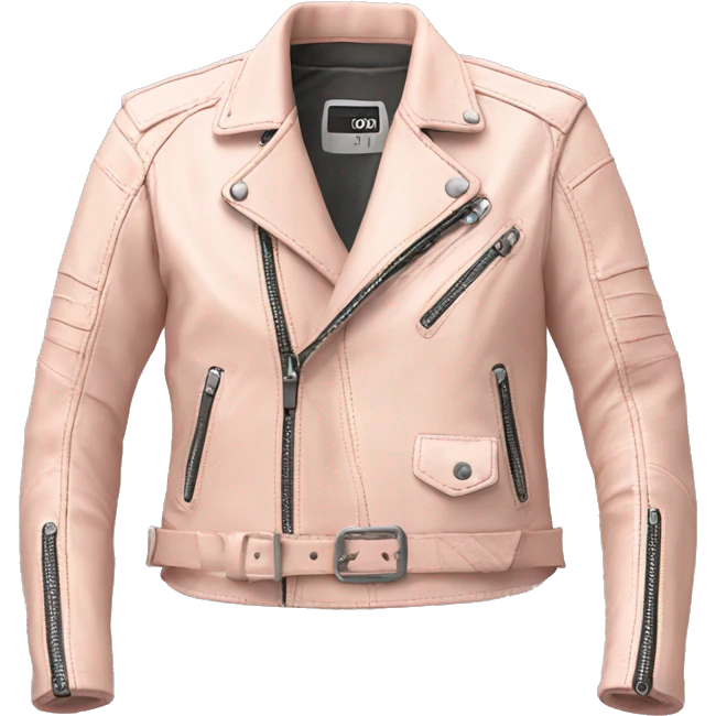 Pale blush pink leather motorcycle jacket isolated emoji
