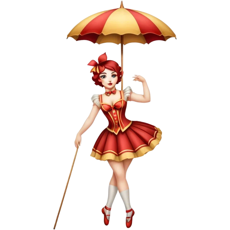 Vintage circus tightrope walker holding parasol emoji