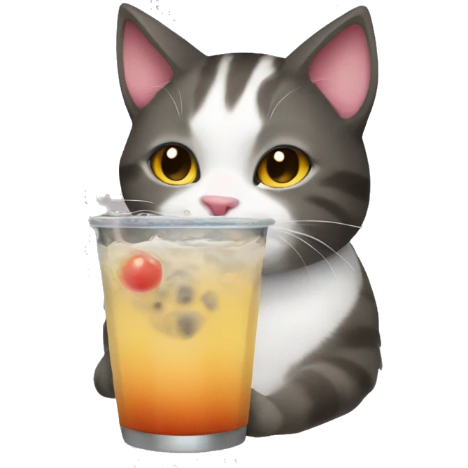 cat drinking boba emoji