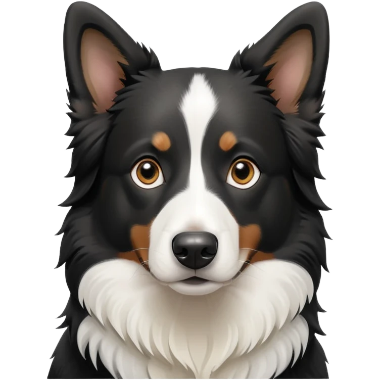 Black and white border collie shepherd dog with alert expression emoji
