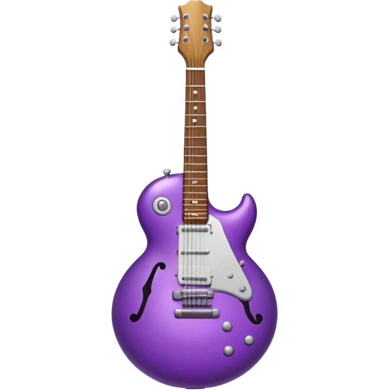 a purple Christmas ornament with a guitar emoji