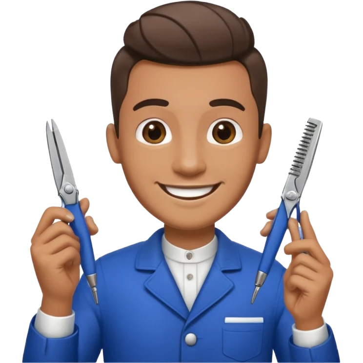 Barber man holding a pair of clippers emoji