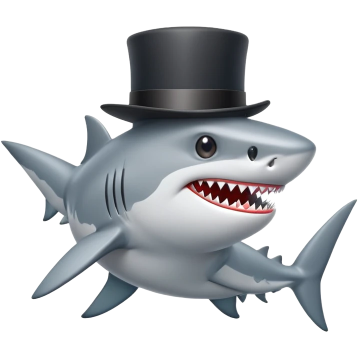 Shark with a top hat emoji