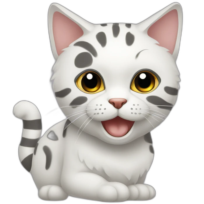 黑白色猫，鼻子是黑色的 emoji