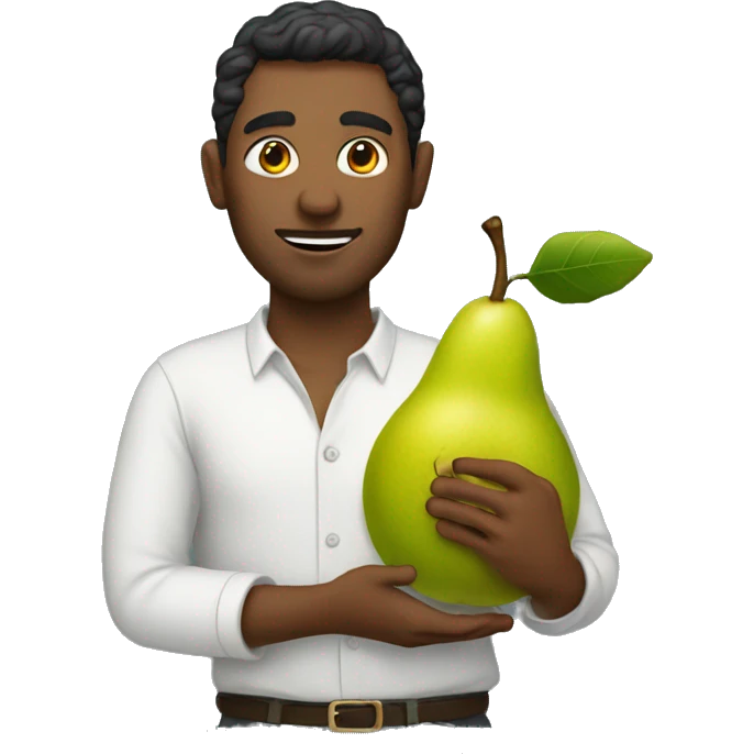 man holding a pear emoji
