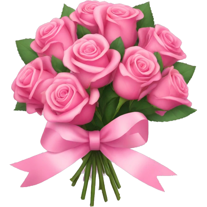 pink rose bouquet with pink ribbons  emoji
