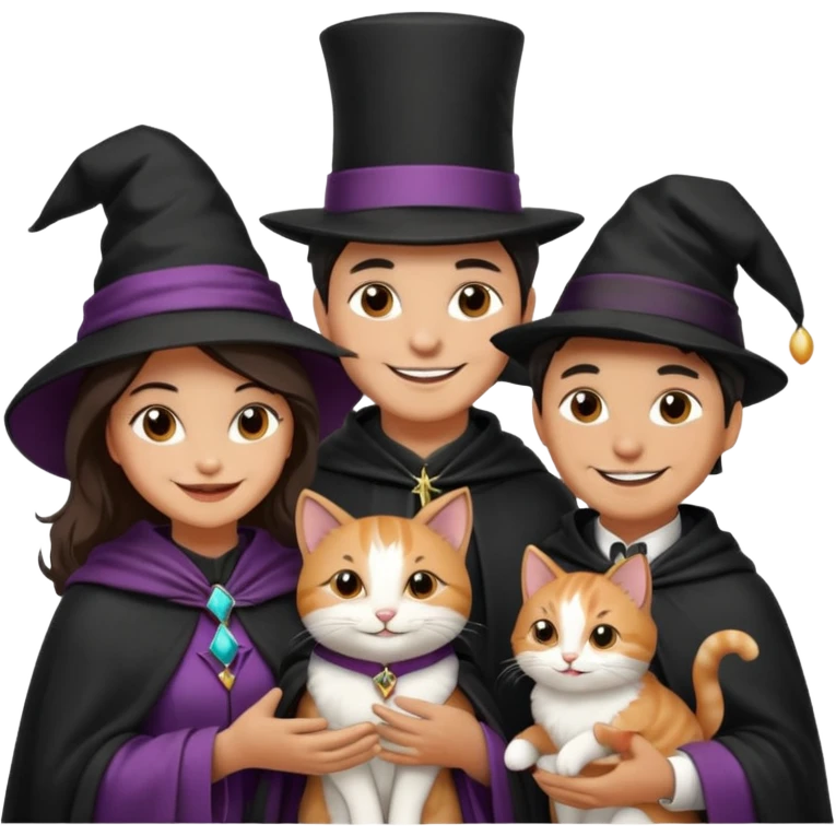 magician couple and their pet cat emoji