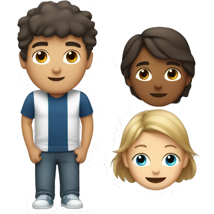 one white older brother with dark hair, one little brother with light hair one tanned sister with brown hair emoji