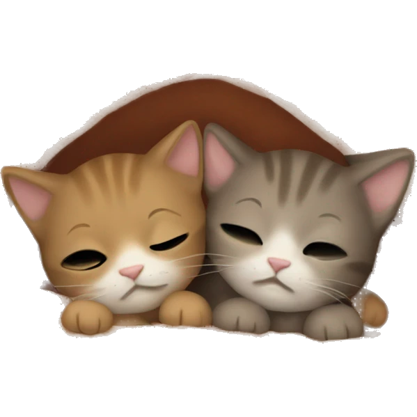 Two little brown kittens sleeping with blanket  emoji