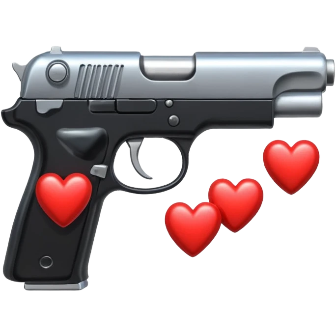 Black hand gun shooting a heart bullets out of the tip  emoji