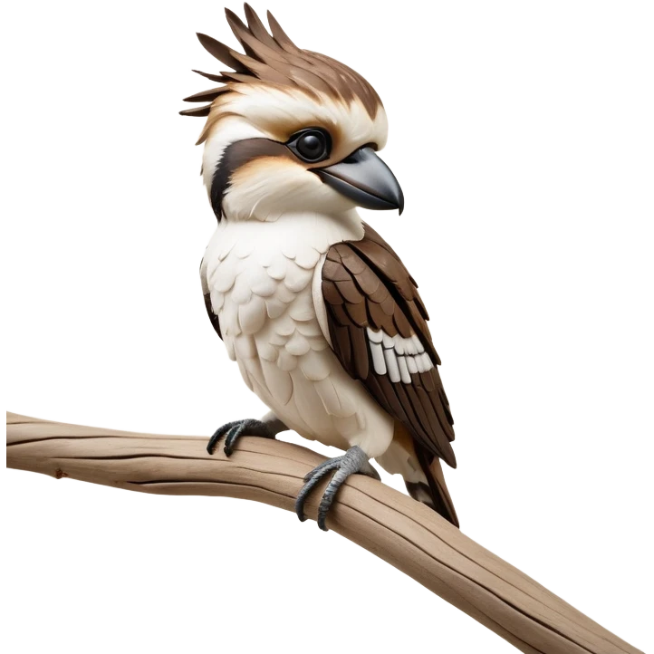 cinematic-kookaburra-realistic-full-body-perched-emoji,-compact-sturdy-frame-balanced-on-a-weathered-branch,-brown-and-white-feathered-wings-folded-neatly,-bold-striped-face-with-a-mischievous-glint-in-its-eye,-massive-sharp-beak-slightly-open-as-if-ready-to-laugh,-simplified-yet-realistic-focused-features,-highly-detailed,-glowing-with-a-warm-golden-light emoji