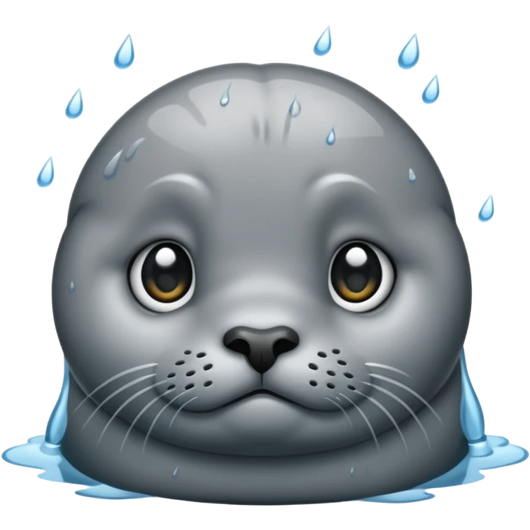 Sad seal in the rain emoji