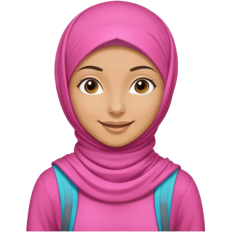 tan skin, hijabi young women in pink hijab, going for walk in active wear clothing emoji