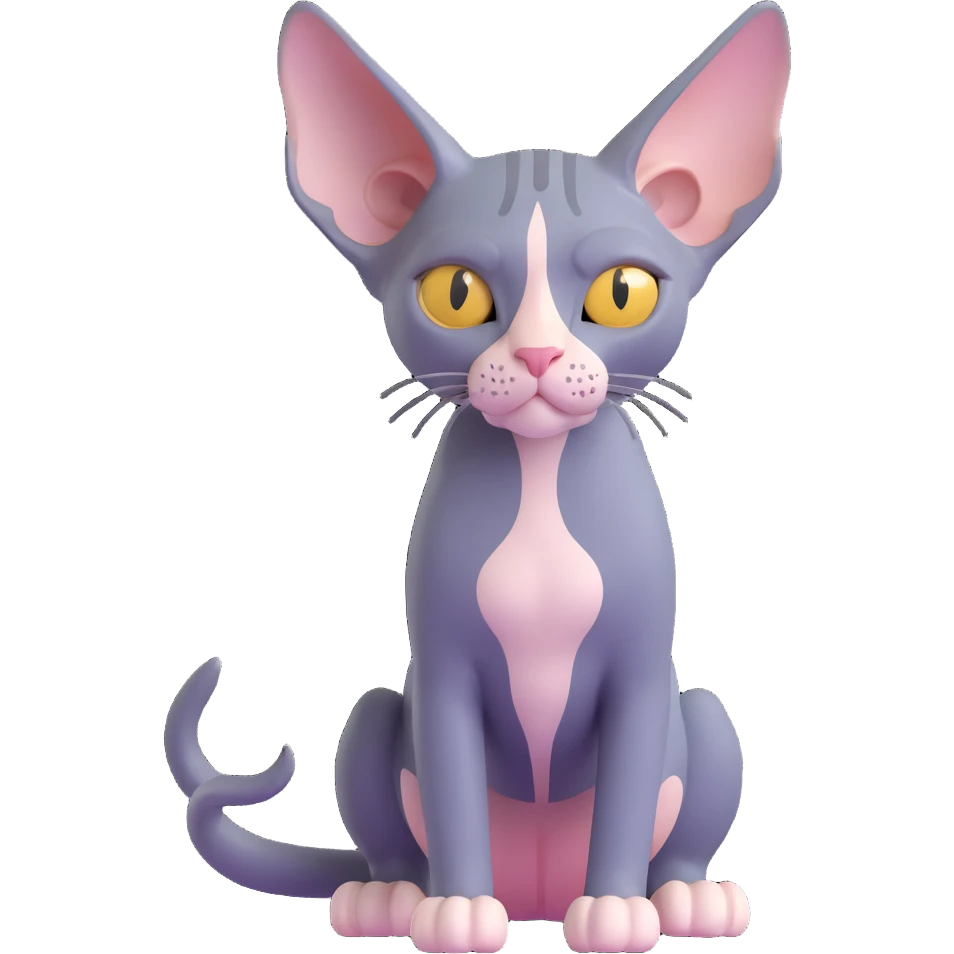 dark grey Canadian Sphynx cat with white spots emoji