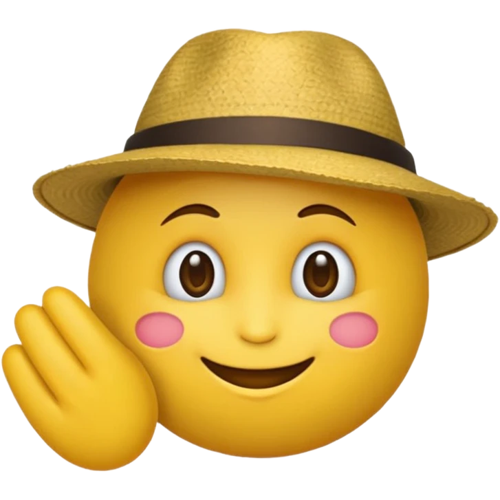 Un emoji rond jaune qui sourit avec un capeau de poète emoji