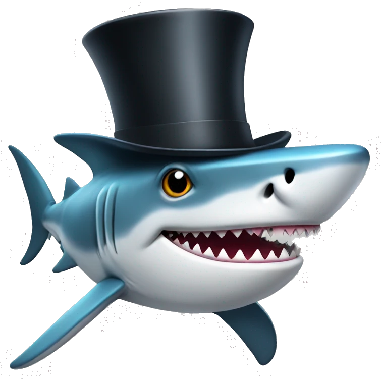 Shark with a top hat emoji